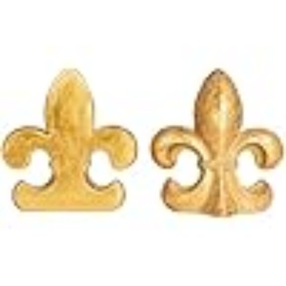 CREATIVE COOPERATIVE Fleur de Lis Bookends in Gold Resin New in Box - Picture 6 of 9